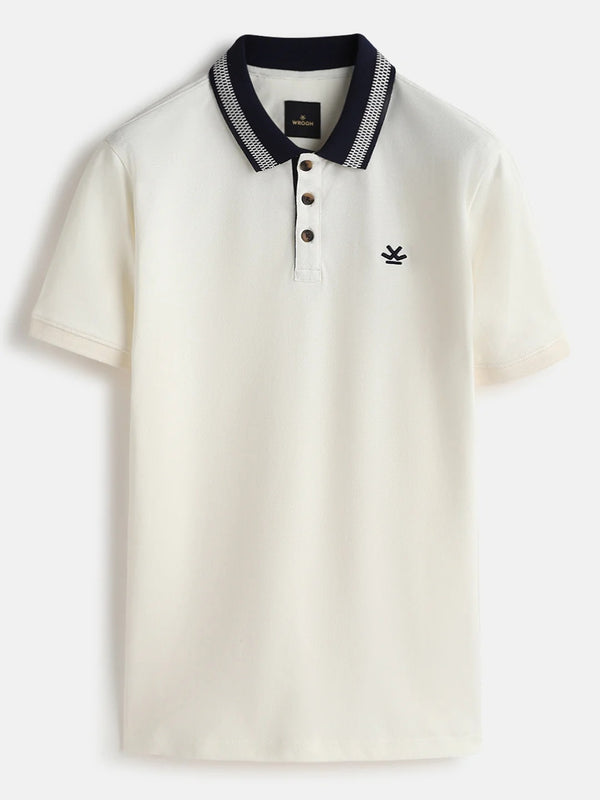 Twear Premium White Polo T-Shirt with Contrast Collar for Men