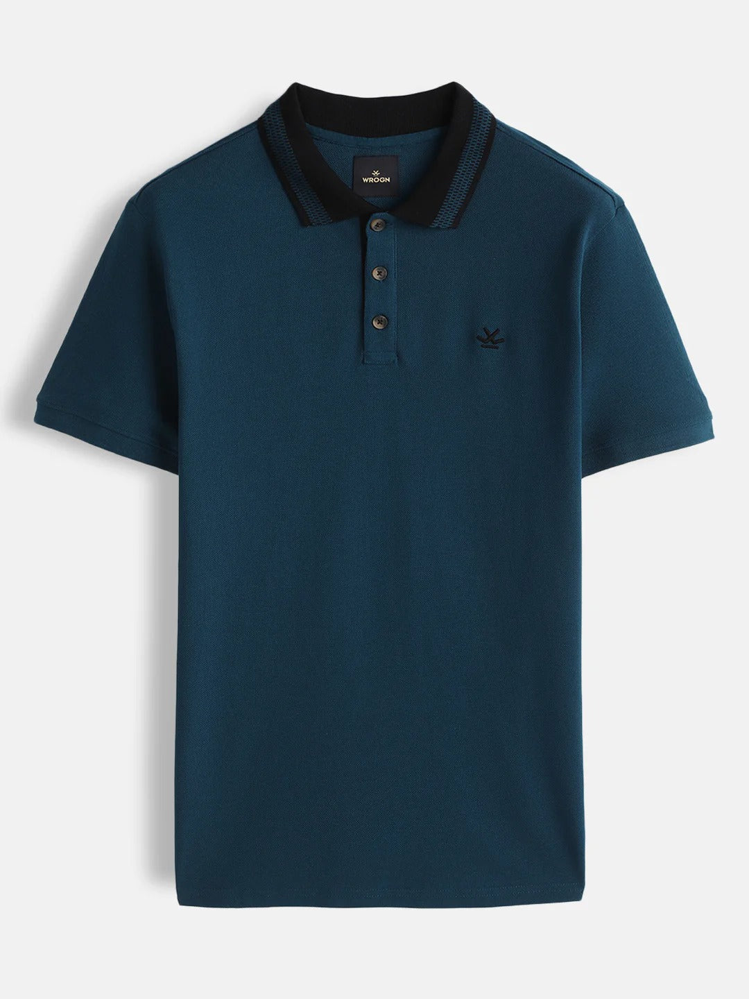 Twear Premium Dark Teal Blue Polo T-Shirt with Contrast Collar for Men